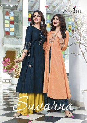 Suvarna by Wooglee Chanderi reyon wrinkle designer readymade suit collection 