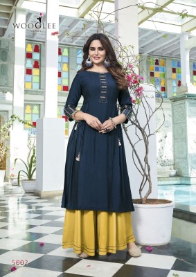 Suvarna by Wooglee Chanderi reyon wrinkle designer readymade suit collection readymade suit catalogs