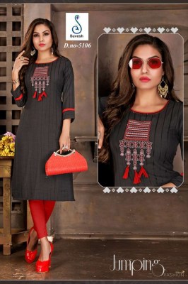 Suvesh Crystal Heavy Bombay Fabric Designer Kurti catalogue wholesale  rate  kurtis catalogs