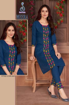 Suvesh by Mira ruby cotton embroidered cotton kurti with bottam catalogue at affordable rate kurtis catalogs