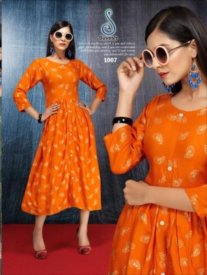 Suvesh by Rose fancy reyon printed kurti catalogue at low rate 