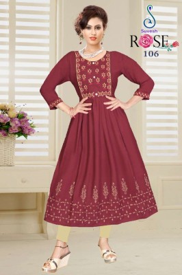 Suvesh by Rose vol 3 reyon with work and block printed kurti catalogue at wholesale price kurtis catalogs