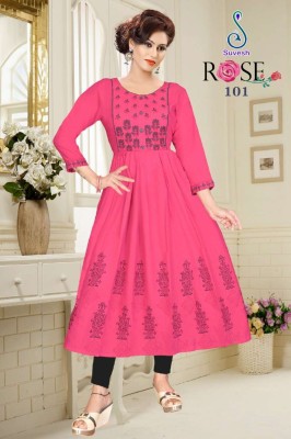 Suvesh by Rose vol 3 reyon with work and block printed kurti catalogue at wholesale price kurtis catalogs