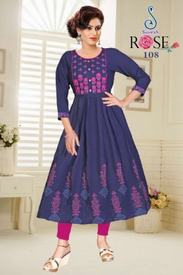 Suvesh by Rose vol 3 reyon with work and block printed kurti catalogue at wholesale price kurtis catalogs