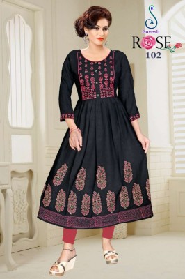 Suvesh by Rose vol 3 reyon with work and block printed kurti catalogue at wholesale price kurtis catalogs