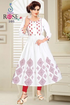 Suvesh by Rose vol 3 reyon with work and block printed kurti catalogue at wholesale price kurtis catalogs