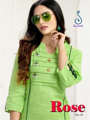 Suvesh by rose vol 2 cotton embroidered kurti catalogue at wholesale price at low rate kurtis catalogs