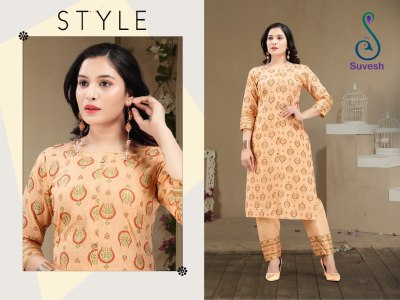 Suvesh kurti by Tanisha heavy cotton block printed kurti with pent at wholesale price at wholesale price kurtis catalogs