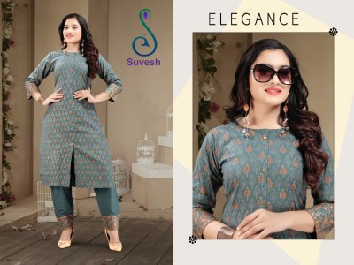 Suvesh kurti by Tanisha heavy cotton block printed kurti with pent at wholesale price at wholesale price kurtis catalogs