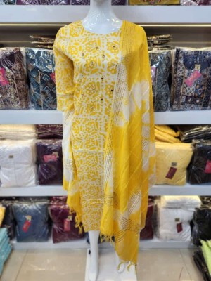 Suvesh new Fine muslin Batik Print Kurti with mirror work and shibori printed dupatta size set Kurti design 