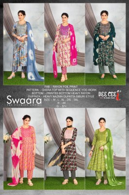 Swaara by Deecee Reyon foil printed anarkali top with pant and dupatta catalogue at affordable rate fancy Anarkali suit catalogs