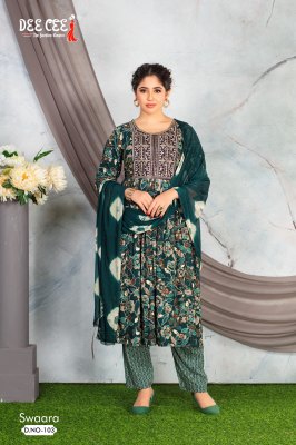 Swaara by Deecee Reyon foil printed anarkali top with pant and dupatta catalogue at affordable rate fancy Anarkali suit catalogs