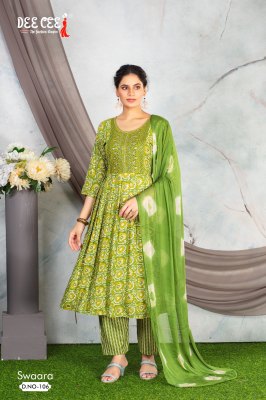 Swaara by Deecee Reyon foil printed anarkali top with pant and dupatta catalogue at affordable rate fancy Anarkali suit catalogs