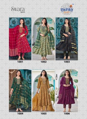 Swara vol 1 by Radhika Lifestyle Reyon two tone foil printed anarkali suit catalogue at low price fancy Anarkali suit catalogs