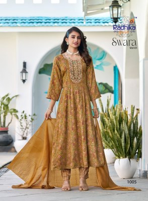 Swara vol 1 by Radhika Lifestyle Reyon two tone foil printed anarkali suit catalogue at low price fancy Anarkali suit catalogs