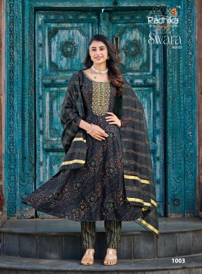 Swara vol 1 by Radhika Lifestyle Reyon two tone foil printed anarkali suit catalogue at low price fancy Anarkali suit catalogs