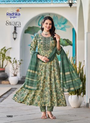 Swara vol 1 by Radhika Lifestyle Reyon two tone foil printed anarkali suit catalogue at low price fancy Anarkali suit catalogs