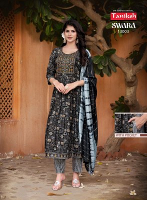 Swara vol 13 by Taniksh capsule rayon printed embroidered readymade suit catalogue at affordable rate readymade suit catalogs