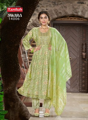 Swara vol 14 by Taniksh Capsuale reyon foil printed kurti pant and dupatta catalogue  readymade suit catalogs