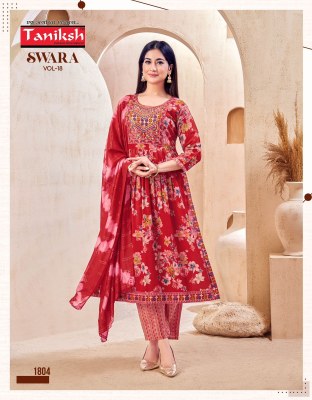 Swara  vol 18 by Taniksh Capsule reyon printed ready to wear collection at affordable rate readymade suit catalogs