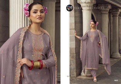 Swarnika by Fourdots Viscors Muslin jarkan work unstitched suit catalogue at affordable rate salwar kameez catalogs