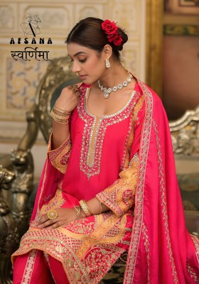 Swarnima by Afsana chinon embroidered mirror work readymade suit catalogue at low price readymade suit catalogs