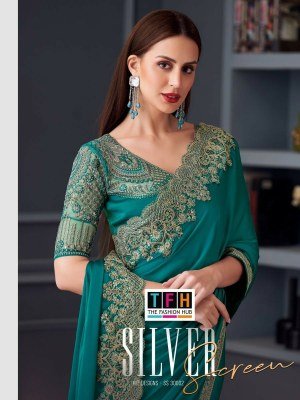 TFH Silver Screen Edition Hits SS 30002 Opium Silk Chiffon Party Wear Saree with Chiffon Silk Blouse Wholesale sarees catalogs