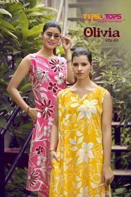 TIPS And TOPS OLIVIA Vol 03 Reyon Print fabric with manual work and attached inside pocket sleeves Stylish and functional women s tops collection Whol Tips and tops