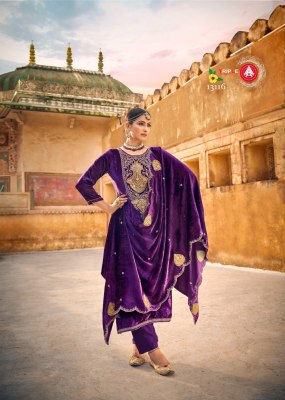 Taj Arabia by Triple A Designer neck embroidered unstitched suit catalogue at affordable rate Triple A 