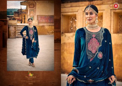 Taj Arabia by Triple A Designer neck embroidered unstitched suit catalogue at affordable rate salwar kameez catalogs