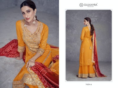 Takshvi by Gulkayra designer real chinon digital printed fancy sharara suit catalogue at low rate readymade suit catalogs