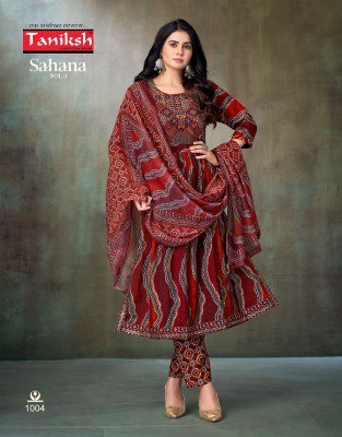 Taniksh Sahana Vol 1 Muslin Nyra Cut Kurti Set Readymade Suit with Embroidery And Digital Dupatta Wholesale readymade suit catalogs