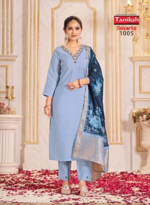 Taniksh Smarta Roman Silk Kurti Pant Dupatta Set Wholesale Kurti catalogue  readymade suit catalogs