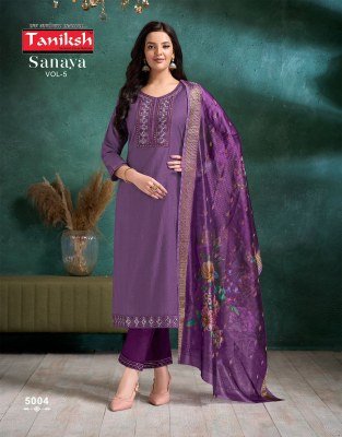 Taniksh Sanaya Vol 5 Designer Suit  Vertical Embroidery  Pocket Bottom And Digital Check Dupatta Wholesale kurtis catalogs