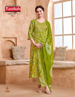 Taniksh Shloka Vol 1 Rayon Foil Print Kurti pant And Dupatta  With Embroidery Work Wholesale kurtis catalogs