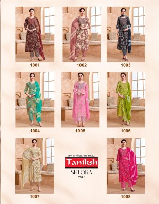 Taniksh Shloka Vol 1 Rayon Foil Print Kurti pant And Dupatta  With Embroidery Work Wholesale kurtis catalogs