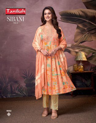 Taniksh Sibani Vol 9 Designer Rayon Foil Print Anarkali with Sikvans Embroidery Reyon Foil Print Bottom  And Fancy Dupatta Wholesale kurtis catalogs