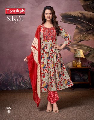 Taniksh Sibani Vol 9 Designer Rayon Foil Print Anarkali with Sikvans Embroidery Reyon Foil Print Bottom  And Fancy Dupatta Wholesale kurtis catalogs