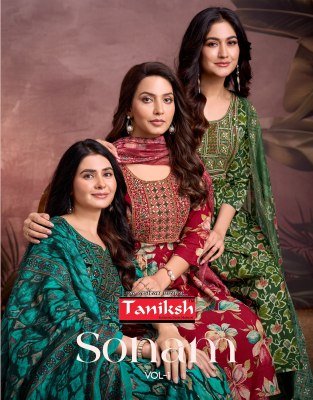 Taniksh Sonam Vol 1 Women’s Designer Suit Discharge Print Top, Pent Style Bottom And Digital Dupatta Wholesale wholesale catalogs