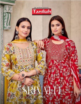 Taniksh Srivalli Vol 2 Elegant Capsule Print Anarkali with Embroidery, Pant With Pocket  And Nazmin Dupatta Wholesale kurtis catalogs