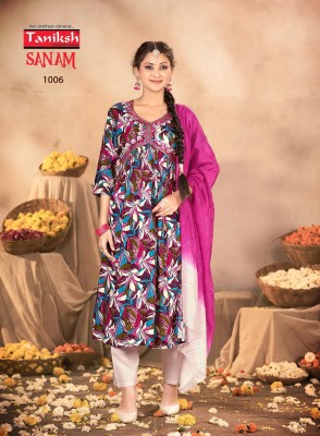 Taniksh by Sanam vol 1 aliya cut embroidered kurti pant and dupatta catalogue at low rate readymade suit catalogs