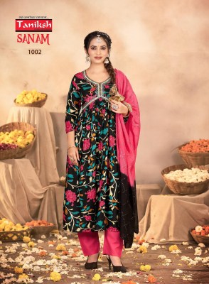 Taniksh by Sanam vol 1 aliya cut embroidered kurti pant and dupatta catalogue at low rate readymade suit catalogs