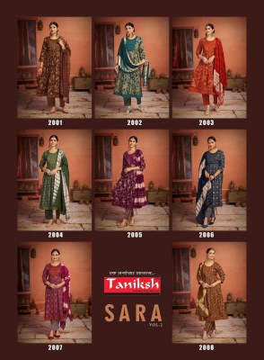 Taniksh by Sara vol 2 two ton reyon print with embroidered readymade suit catalogue readymade suit catalogs