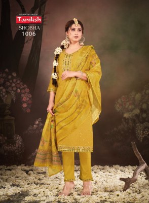 Taniksh by Shobha roman silk embroidered kurti pant and dupatta catalogue readymade suit catalogs