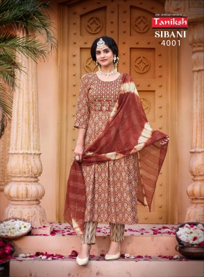 Taniksh by Sibani vol 4 reyon printed fancy readymade suit catlogue at low rate readymade suit catalogs