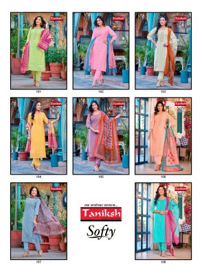 Taniksh by Softy vol 1 fancy muslin chifli work readymade suit catalogue at affordable rate readymade suit catalogs