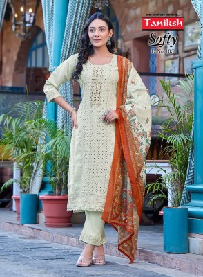 Taniksh by Softy vol 1 fancy muslin chifli work readymade suit catalogue at affordable rate readymade suit catalogs