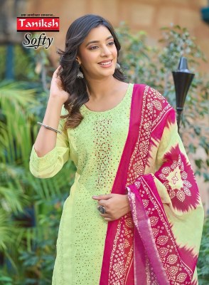 Taniksh by Softy vol 1 fancy muslin chifli work readymade suit catalogue at affordable rate readymade suit catalogs