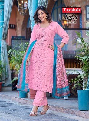 Taniksh by Softy vol 1 fancy muslin chifli work readymade suit catalogue at affordable rate readymade suit catalogs