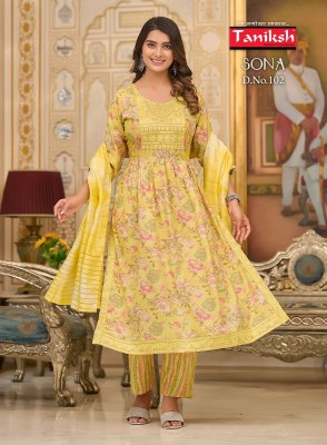 Taniksh  by Sona vol 1 capsual reyon printed readymade suit catalogue at low rate readymade suit catalogs